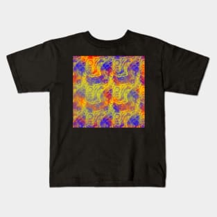 Yellow Red and Blue Abstract Swirls Kids T-Shirt